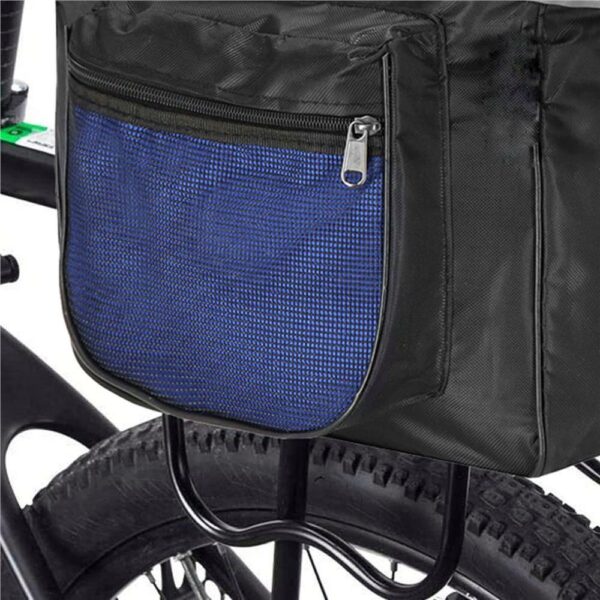 Geanta portbagaj bicicleta dubla, buzunare laterale, 32x30x28cm, negru albastru reflectorizant, 15 litri - Image 4