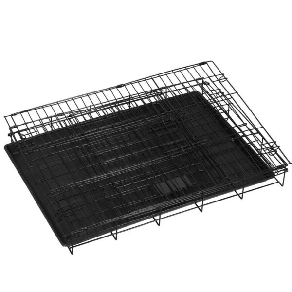 Cusca pentru animale, 2 usi, Pliabila din metal, L, Negru, 59x50x42 cm - Image 7