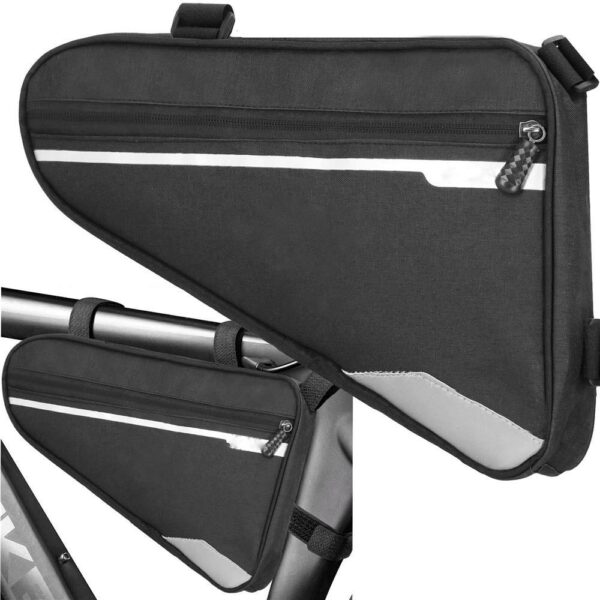 Geanta bicicleta impermeabila, cu buzunar pentru telefon, 30x21x5cm, negru - Image 8