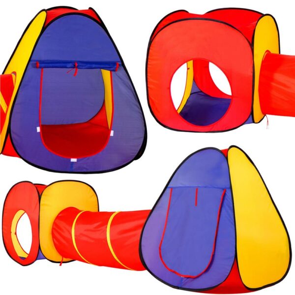 Loc de joaca 3 in 1 pentru copii, multifunctional, casuta, tunel si cort, 280x74x90cm, multicolor - Image 6