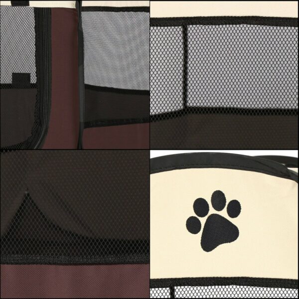Összecsukható kennel házi kedvenceknek, 81cm átmérőjű, barna bézs - Image 6