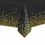 Eldobható terítő bulikra, 137x272cm, fekete arany