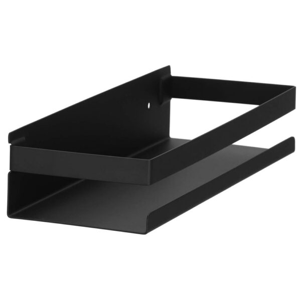 Raft de baie cu 2 sisteme instalare pe perete, aluminiu, 30x10x6cm, negru - Image 8