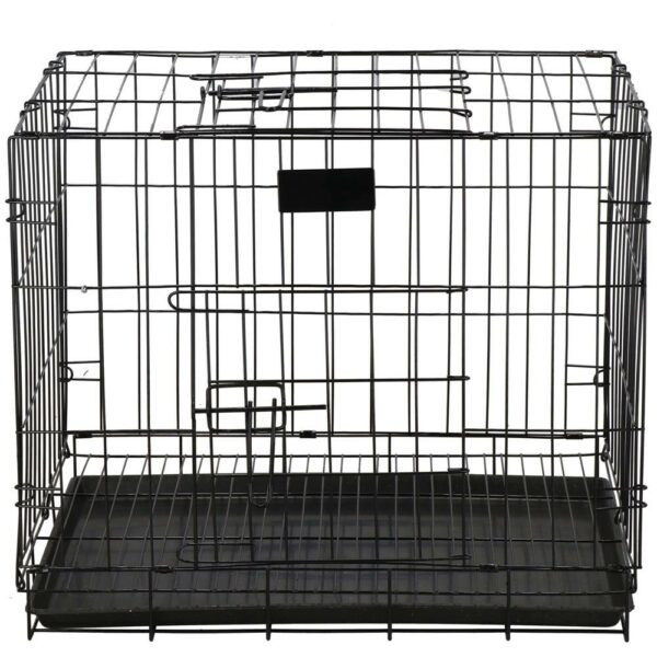 Cusca pentru animale, 2 usi, Pliabila din metal, L, Negru, 59x50x42 cm - Image 9