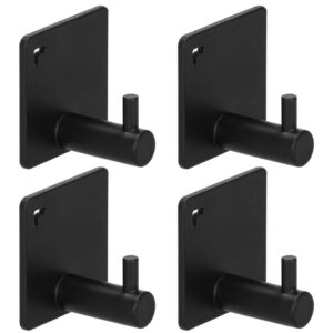 Set 4 agatatori tip cuier pentru baie, sistem fixare inclus, aluminiu, negru
