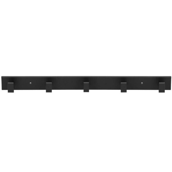 Cuier de baie pentru prosoape cu 2 sisteme instalare, aluminiu, 5 agatatori, 45x4cm, negru - Image 10
