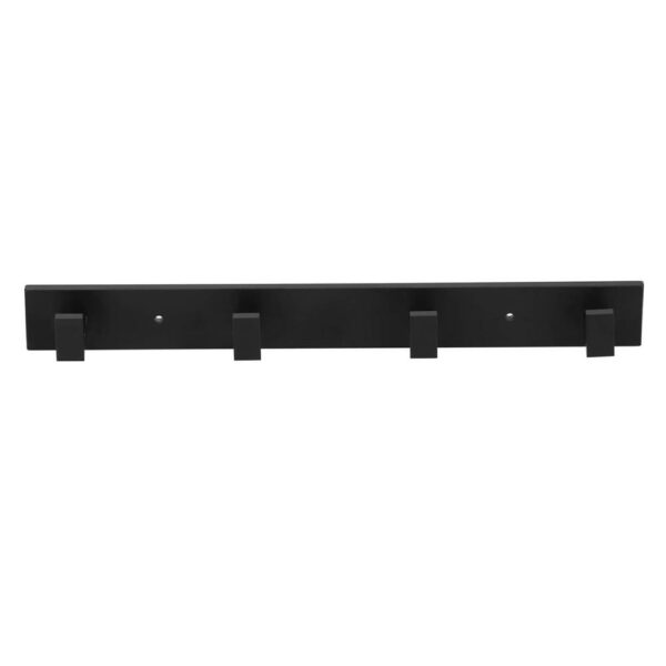 Cuier de baie pentru prosoape cu 2 sisteme instalare, aluminiu, 4 agatatori, 35x4cm, negru - Image 9