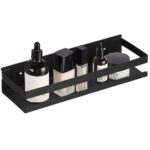 Raft de baie cu 2 sisteme instalare pe perete, aluminiu, 30x10x6cm, negru