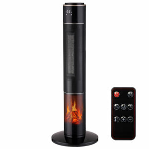 Semineu electric, 2000W, 2 trepte, cu termostat si telecomanda, timer, dispay LED