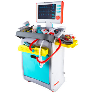 Set de joaca, carucior medical cu aparatura si instrumente, cu sunete si lumini