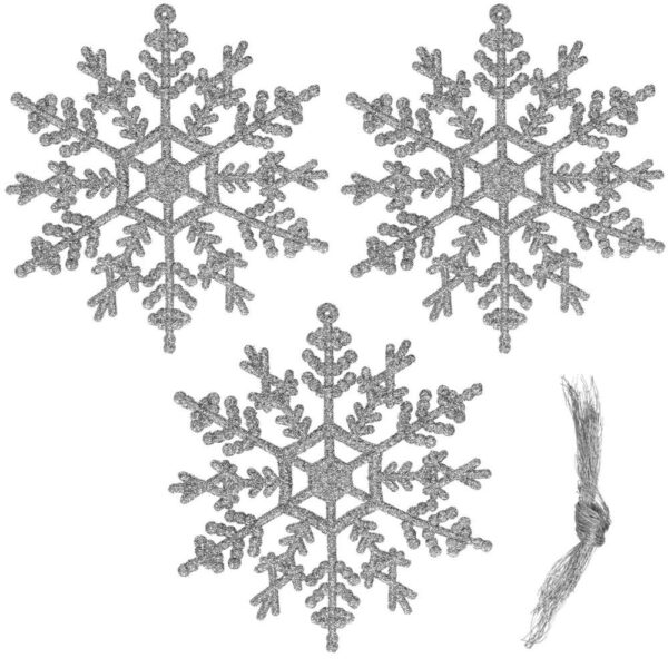 Hópehely karácsonyfadísz, 3 db-os készlet, 12cm, ezüst - Image 2