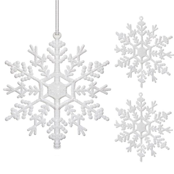 Hópehely karácsonyfadísz, 3 db-os készlet, 12cm, fehér - Image 2