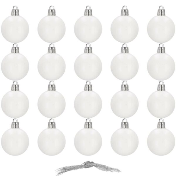 Set globuri de Craciun, 20 bucati, 3 modele, 4cm, alb - Image 2