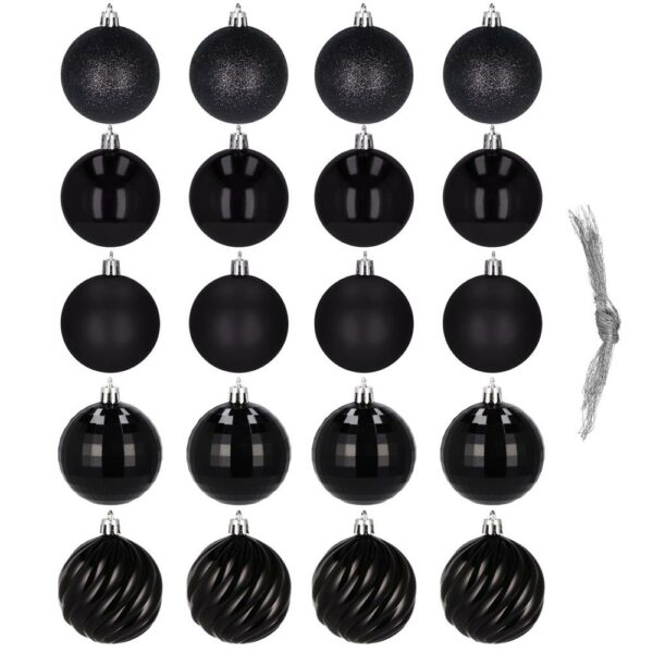 Set globuri de Craciun, 20 bucati, 5 modele, 6cm, negru - Image 2