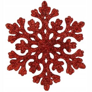 Hópehely karácsonyfadísz, 8 db-os készlet, 8cm, piros