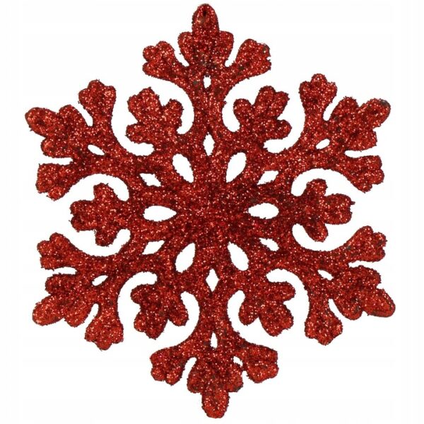 Hópehely karácsonyfadísz, 8 db-os készlet, 8cm, piros