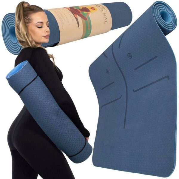 Saltea pentru antrenament, yoga, fitness, aerobic, pilates, exercitii la sol, 183x61cm, albastru - Image 2