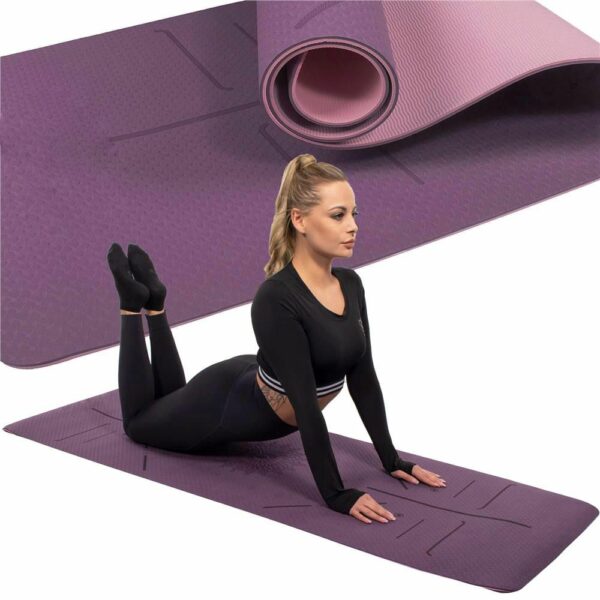 Saltea pentru antrenament, yoga, fitness, aerobic, pilates, exercitii la sol, 183x61cm, violet - Image 2