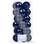 Karácsonyi díszgömb készlet, 20 darab, 3 féle minta, 4 cm, tengerkék
