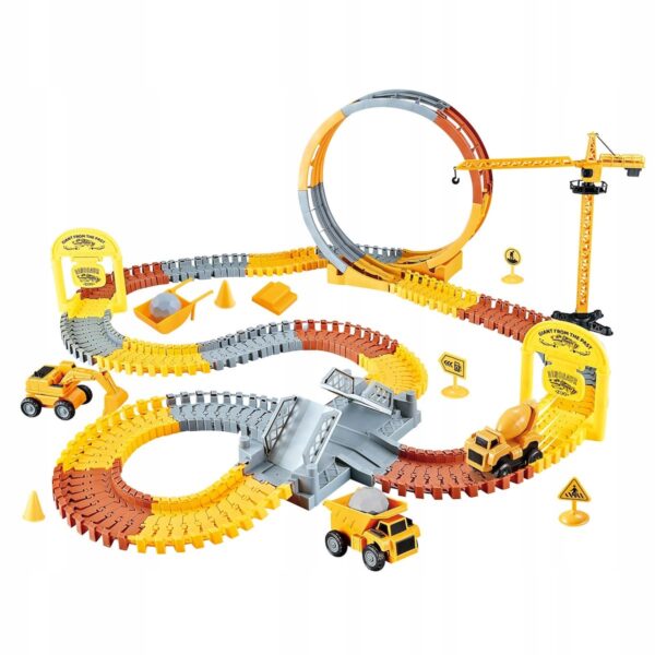 Circuit masinute, Santier cu utilaje, cu 180 de piese, pista configurabila - Image 2