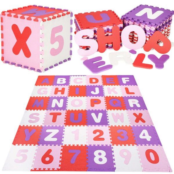 Habszivacs matrac gyerekeknek, szám és betű puzzle típusú, 36 db, 175×175 cm, tarka - Image 2