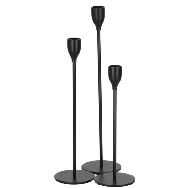 3 db fém gyertyatartó készlet, 23, 28 és 33 cm, fekete - Image 2