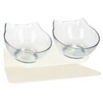 Dupla ortopéd tál macskaeledelhez és vízhez, 15 fokos dönthető, csúszásmentes talp