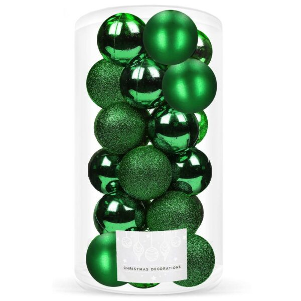 Set globuri de Craciun, 20 bucati, 3 modele, 4cm, verde