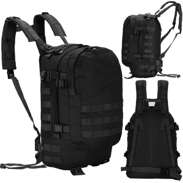 Rucsac militar pentru drumetie, impermeabil, compartimentat, 35L, negru - Image 10