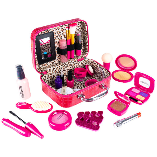Trusa de machiaj pentru fetite, geanta cu 22 de accesorii cosmetice, fara lichide sau substante chimice, roz - Image 11