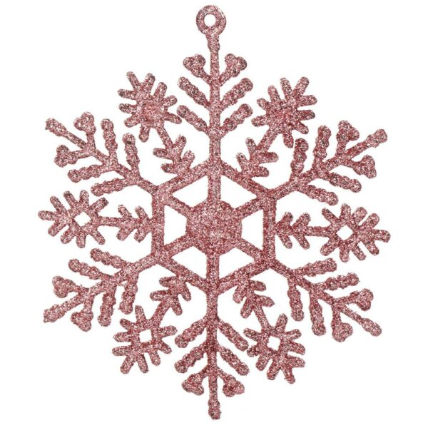 Decoratiune brad fulg de zapada, set 12 bucati, 10cm, roz - Image 10