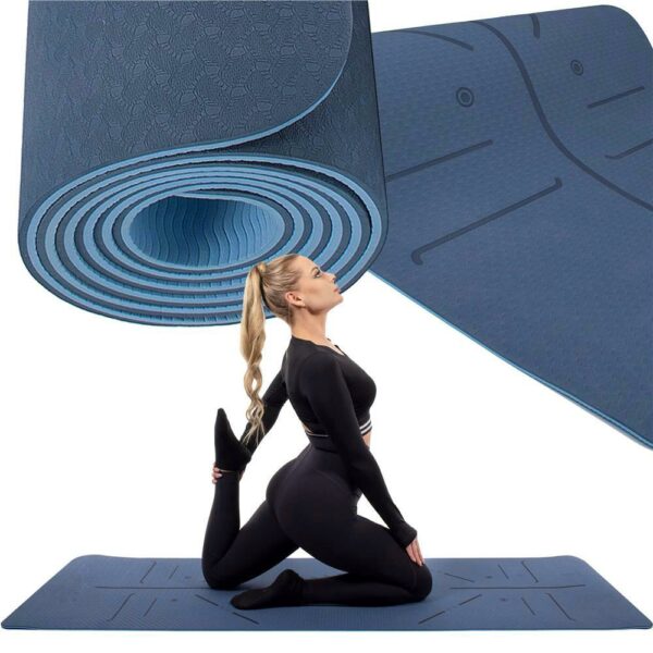 Saltea pentru antrenament, yoga, fitness, aerobic, pilates, exercitii la sol, 183x61cm, albastru - Image 14
