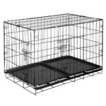 Állatketrec, 2 ajtós, Fém összecsukható, XL, Fekete, 100x70x60 cm