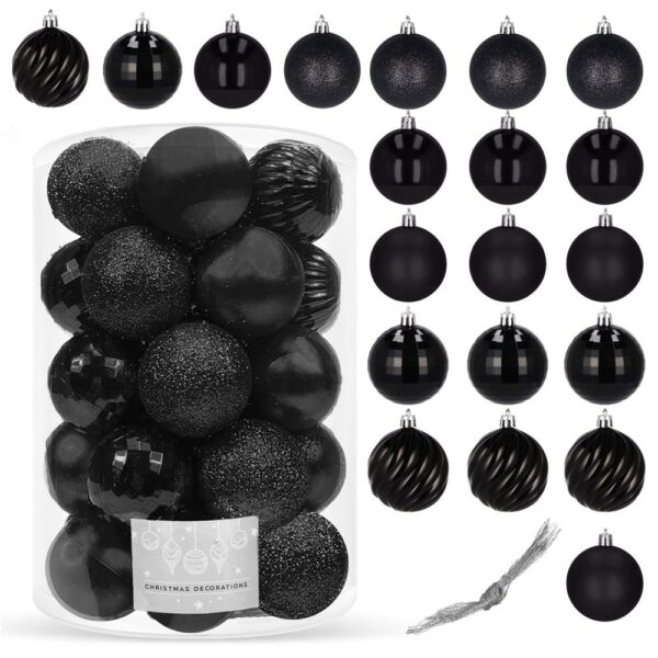 Set globuri de Craciun, 20 bucati, 5 modele, 6cm, negru - Image 10