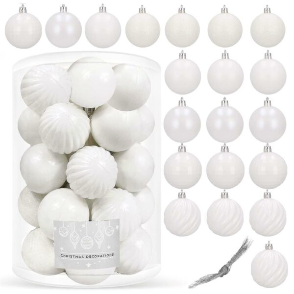 Set globuri de Craciun, 20 bucati, 5 modele, 6cm, alb - Image 10