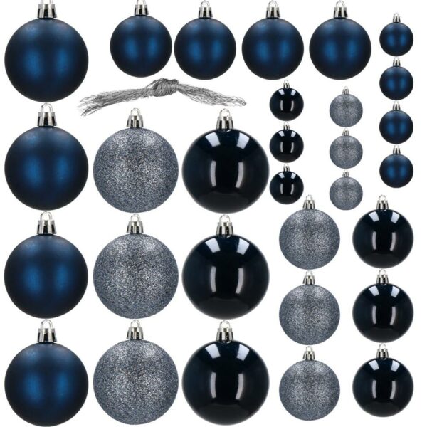 Set globuri de Craciun, 30 bucati, 3 modele, 4/5/6cm, albastru inchis - Image 9