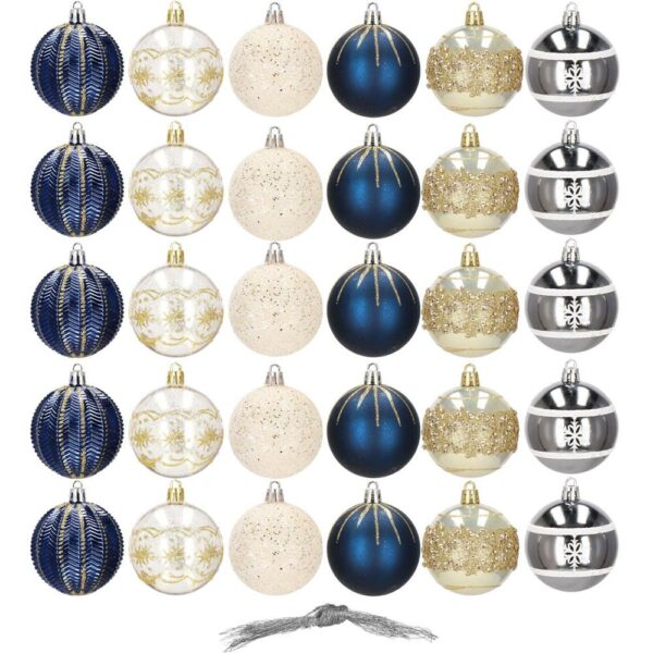 Set globuri de Craciun cu modele de sarbatori, 30 bucati, 6cm, multicolor - Image 10
