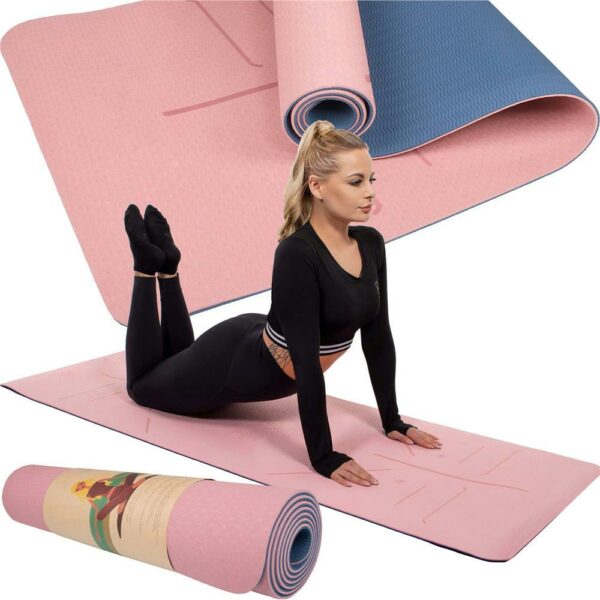 Saltea pentru antrenament, yoga, fitness, aerobic, pilates, exercitii la sol, 183x61cm, roz - Image 16