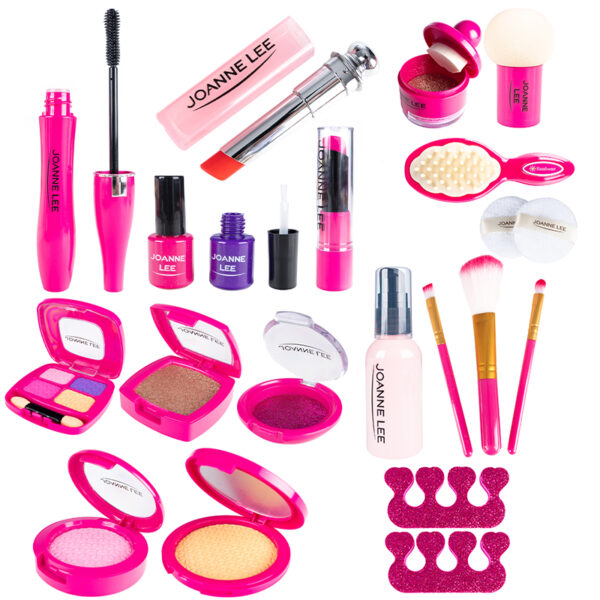 Trusa de machiaj pentru fetite, geanta cu 22 de accesorii cosmetice, fara lichide sau substante chimice, roz - Image 12