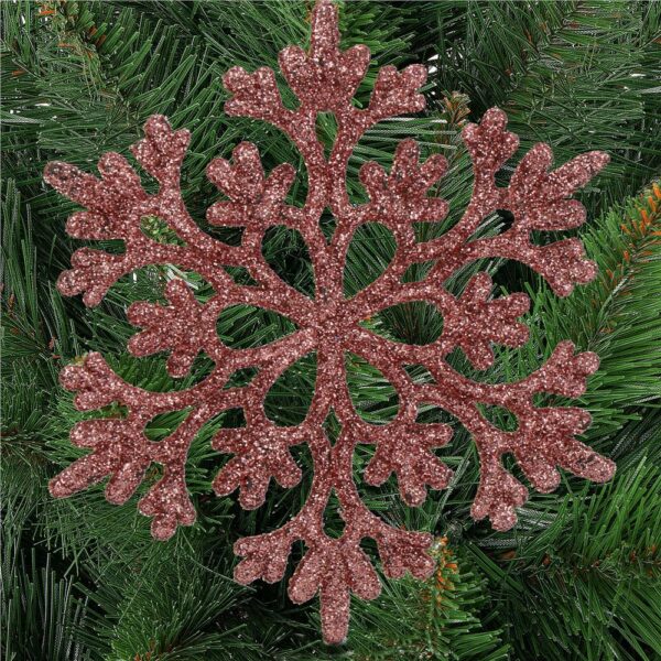 Decoratiune brad fulg de zapada, set 12 bucati, 10cm, roz - Image 11