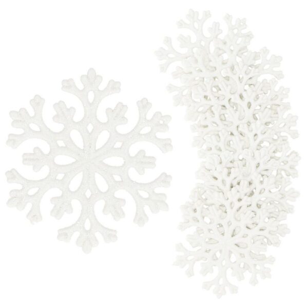 Decoratiune brad fulg de zapada, set 8 bucati, 8cm, alb - Image 11