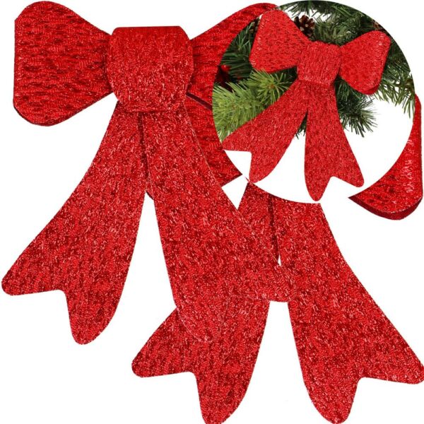 2 db-os karácsonyfa díszkészlet, masni, 18cm, piros - Image 11
