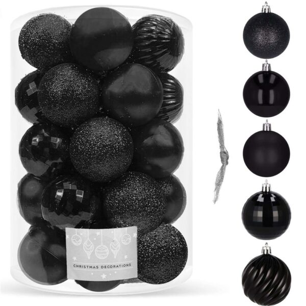 Set globuri de Craciun, 20 bucati, 5 modele, 6cm, negru - Image 11