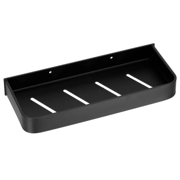 Raft de baie cu 2 sisteme instalare pe perete, aluminiu, 30x12x4cm, negru - Image 10