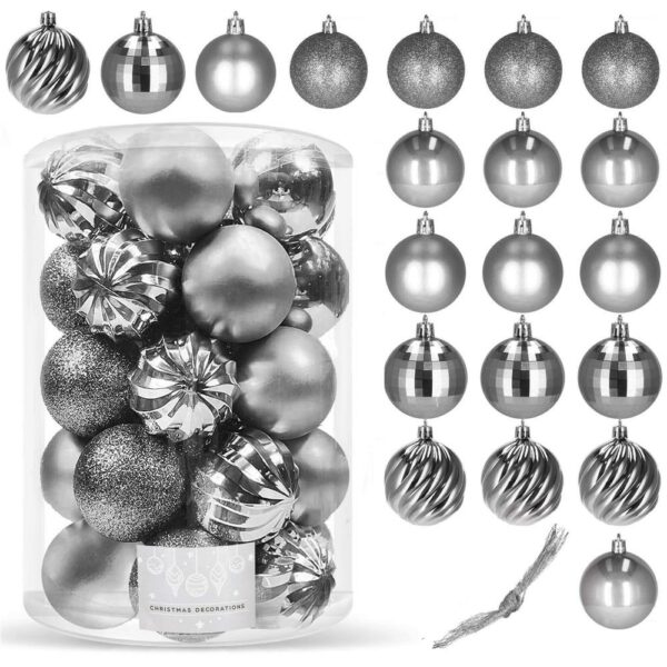 Set globuri de Craciun, 20 bucati, 5 modele, 6cm, argintiu - Image 10
