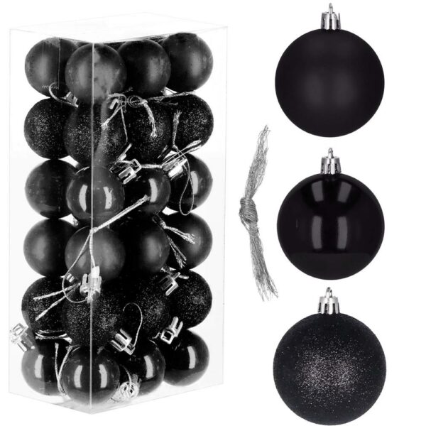 Set globuri de Craciun, 36 bucati, 3 modele, 3cm, negru - Image 10