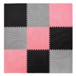 Habszivacs matrac gyerekeknek, forma puzzle típusú, 27 db, hőszigetelő, 179×179 cm, szürke rózsaszín