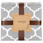 Bolyhos takaró 2 személyes, 200x220cm, marokkói lóhere mintával, szürke