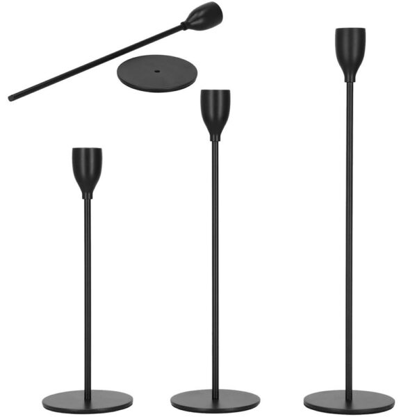 3 db fém gyertyatartó készlet, 23, 28 és 33 cm, fekete - Image 11