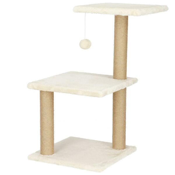 Ansamblu de joaca pentru pisici, cu loc pentru zgariat, minge, 65cm, crem - Image 11